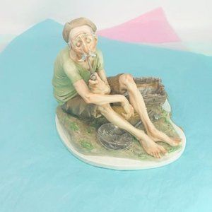 Guissepe Cappe Pescatore Fisherman Capodimonte Porcelain Sculpture Unglazed 1956